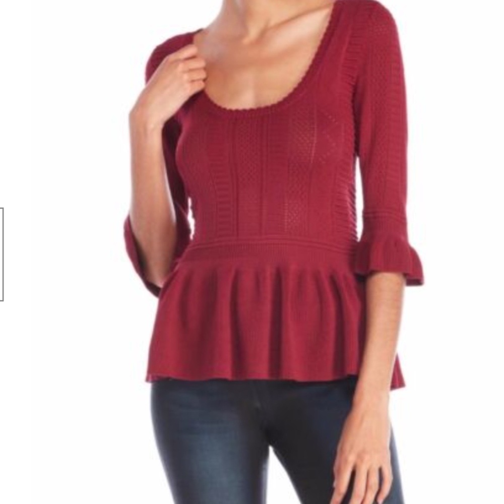 New! Torn by Ronny Kobo Knit Crop Top Ruffle! Mauve color